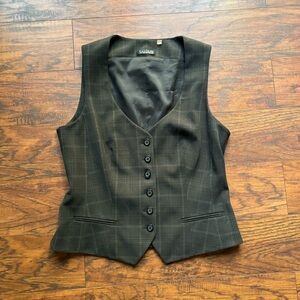 Tahari Black Plaid Vest Size Small